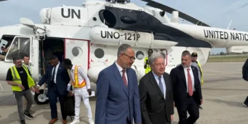 António Guterres visits displaced families in Port-au-Prince Haiti - AP Photo/Danica Coto