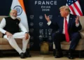 Donald Trump and Narendra Modi meet during G7 summit - AP Photo/Jlia Demaree Nikhinson