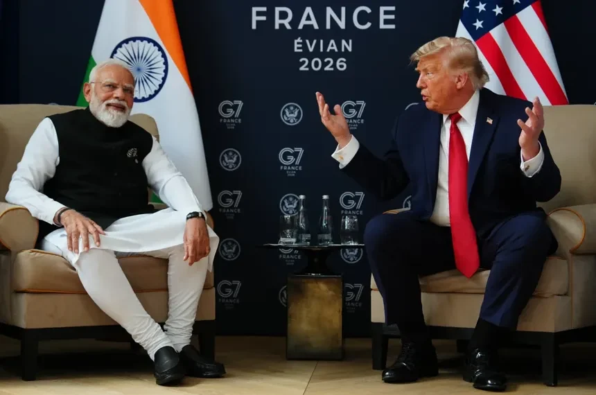 Donald Trump and Narendra Modi meet during G7 summit - AP Photo/Jlia Demaree Nikhinson