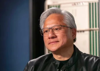 Jensen Huang discussing artificial intelligence and society's future - AP Photo/Jeffrey McWhorter