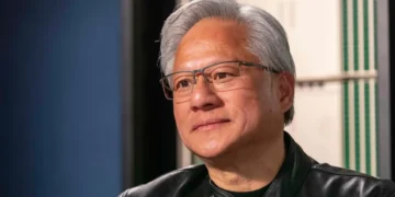 Jensen Huang discussing artificial intelligence and society's future - AP Photo/Jeffrey McWhorter