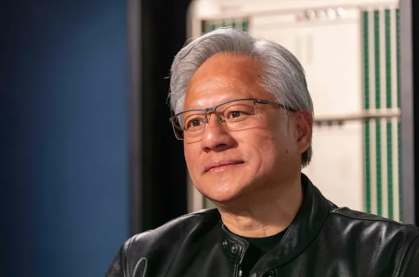 Jensen Huang discussing artificial intelligence and society's future - AP Photo/Jeffrey McWhorter
