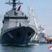 North Korea's Choe Hyon destroyer during naval commissioning ceremony - Korean Central Agency/Korea News Service via AP