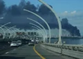 Smoke rises above St. Petersburg after drone strike - AP Photo