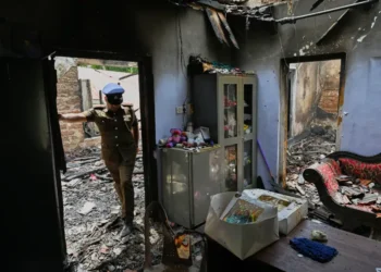 Fire-damaged nursing home building in Sri Lanka after deadly blaze - AP Photo