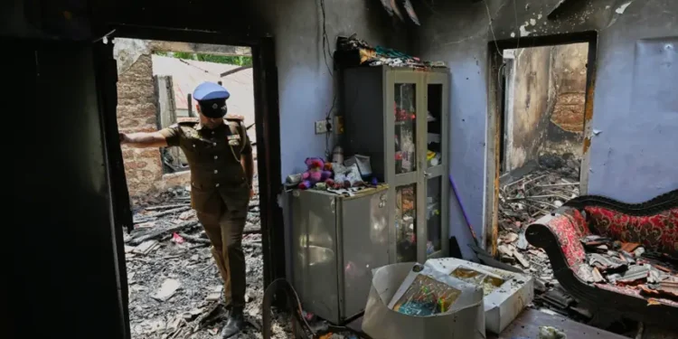 Fire-damaged nursing home building in Sri Lanka after deadly blaze - AP Photo