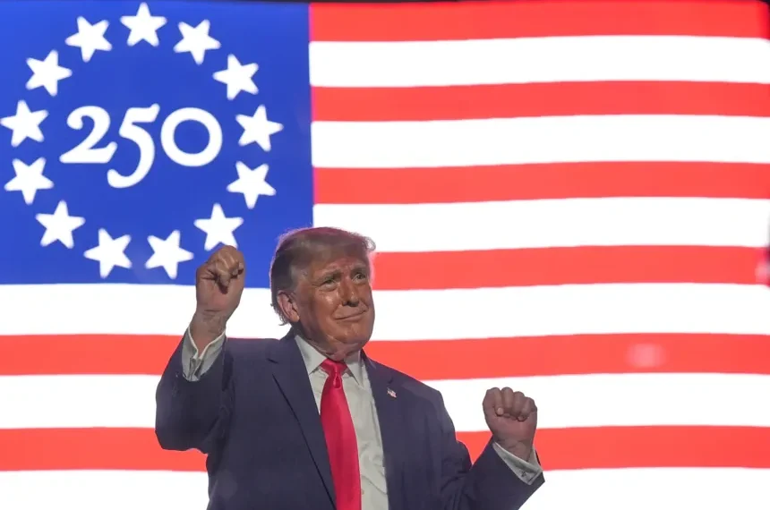 President Trump speaks during America 250 celebration kickoff rally - AP Photo/Jacquelyn Martin