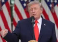 President Donald Trump discusses tariffs targeting countries with digital services taxes. - AP Photo/Jacquelyn Martin