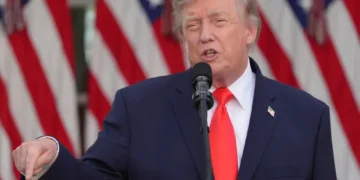 President Donald Trump discusses tariffs targeting countries with digital services taxes. - AP Photo/Jacquelyn Martin