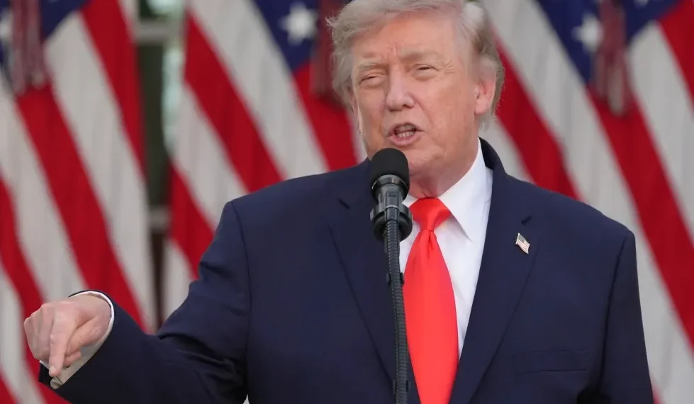 President Donald Trump discusses tariffs targeting countries with digital services taxes. - AP Photo/Jacquelyn Martin