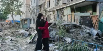 Rescue workers search damaged building after Russian strike in Kyiv - AP Photo/Efrem Lukatsky