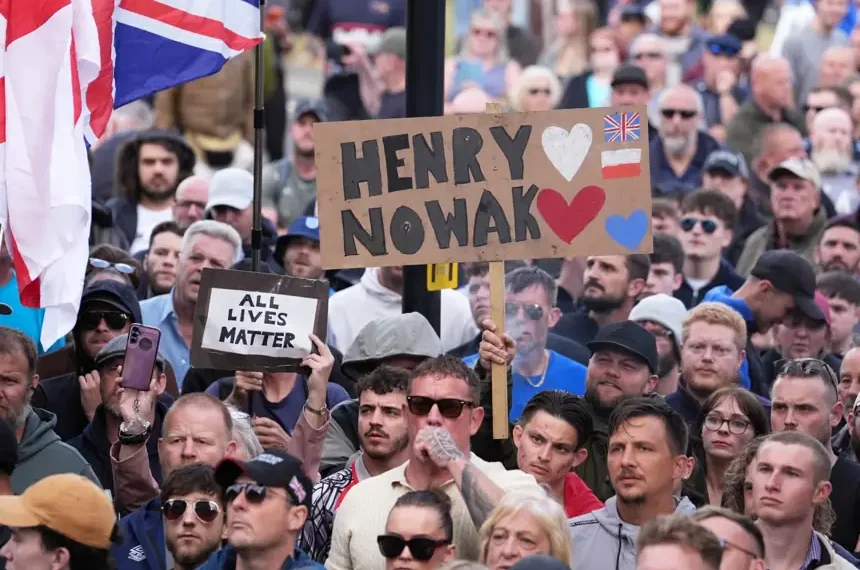 Protesters gather following scrutiny of UK police response - Gareth Fuller/PA via AP
