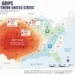 Map showing the extreme heat dome across the central and southern United States, highlighting heat warnings, severe storm risks, flash flood areas, and forecast temperatures.