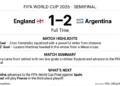 Match summary graphic of England's 1–2 semifinal defeat to Argentina. — Graphic: JournosNews