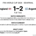 Match summary graphic of England's 1–2 semifinal defeat to Argentina. — Graphic: JournosNews