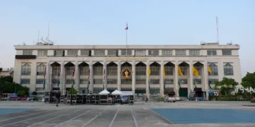 Front view of Bangkok City Hall in Bangkok, Thailand.