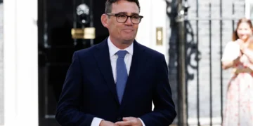 Andy Burnham arrives outside 10 Downing Street in London after becoming the United Kingdom's prime minister.