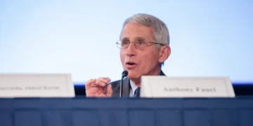 Dr. Anthony Fauci speaks during the Fogarty International Center's 50th anniversary symposium at the National Institutes of Health in Bethesda, Maryland.