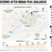 Locator map showing the reported avalanche site on Broad Peak, expedition route, high camps, rescue staging areas, and key locations in Pakistan's Karakoram Range.