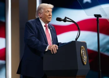 President Donald Trump delivers remarks during the F11 PRIORITY Summit at the Faena Forum in Miami, Florida.