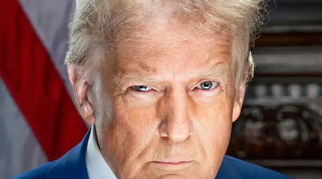 Official portrait of U.S. President Donald Trump photographed in the White House.
