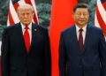 U.S. President Donald Trump and Chinese President Xi Jinping attend an official welcome ceremony in Beijing.