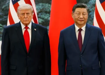 U.S. President Donald Trump and Chinese President Xi Jinping attend an official welcome ceremony in Beijing.