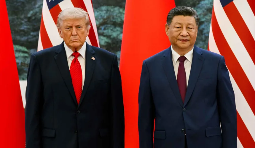 U.S. President Donald Trump and Chinese President Xi Jinping attend an official welcome ceremony in Beijing.