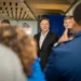 Elon Musk poses with U.S. Air Force Academy cadets during a visit to the academy in Colorado, alongside military personnel and academy leadership.