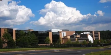 Exterior view of ESPN headquarters in Bristol, Connecticut, home to the sports media company's main campus.