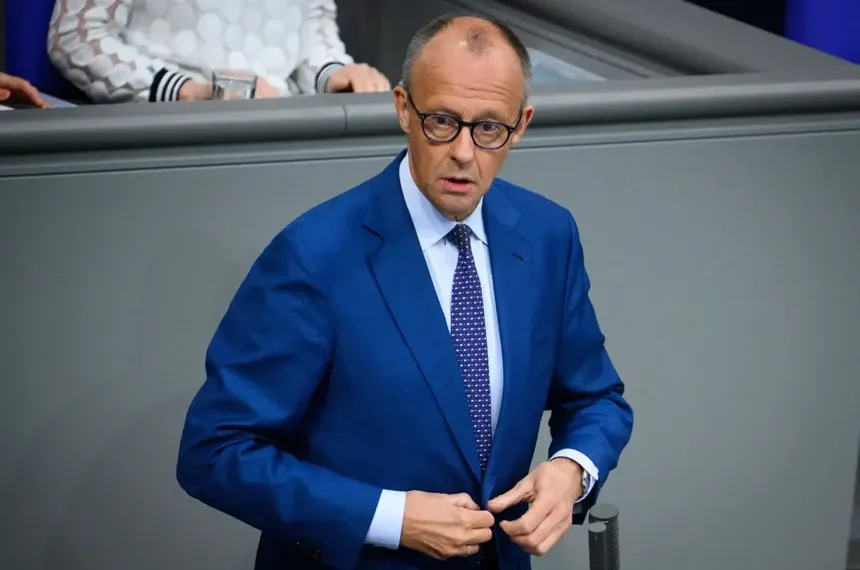 German Chancellor Friedrich Merz announces Germany's agreement to purchase U.S. Tomahawk cruise missiles. - Bernd von Jutrczenka/DPA via AP