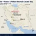 Locator map showing Iran's Natanz Nuclear Complex, Pickaxe Mountain underground facility, and other major nuclear sites, including Fordo, Isfahan, and Bushehr.