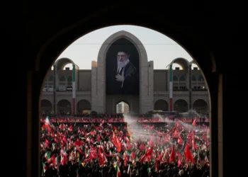 Iranian officials attend Ayatollah Ali Khamenei funeral prayers in Tehran. - AP Photo/Altaf Qadri