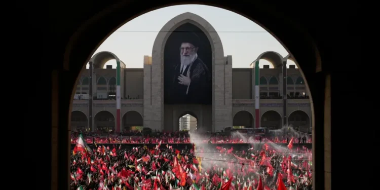 Iranian officials attend Ayatollah Ali Khamenei funeral prayers in Tehran. - AP Photo/Altaf Qadri