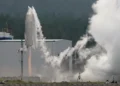 Japan's experimental RV-X reusable rocket during its first successful test flight. - Naoki Kiwano News via AP