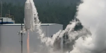 Japan's experimental RV-X reusable rocket during its first successful test flight. - Naoki Kiwano News via AP