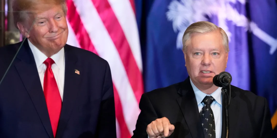 Senator Lindsey Graham with President Donald Trump during a White House event - AP Photo/Alex Brandpn, File