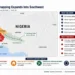 Editorial map showing the expansion of militant kidnappings into southwest Nigeria, highlighting Oyo State, Kwara State, and the reported forest transit route. – Image Graphic/JournosNews (File)