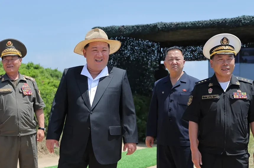 Kim Jong Un observes weapons tests aboard North Korea's Kang Kon destroyer. - Korean Central News Agency/Korea News Service via AP