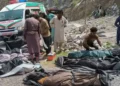 Rescue teams recover victims after deadly bus crash in southwestern Pakistan. - AP Photo/Zain Ullah