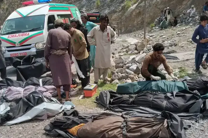 Rescue teams recover victims after deadly bus crash in southwestern Pakistan. - AP Photo/Zain Ullah