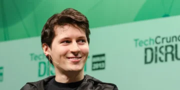 Pavel Durov speaks on stage during TechCrunch Disrupt Europe 2013 in Berlin, Germany, while participating in a conference session.