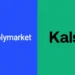 Mobile screenshot displaying the Polymarket and Kalshi app logos side by side on a smartphone screen.