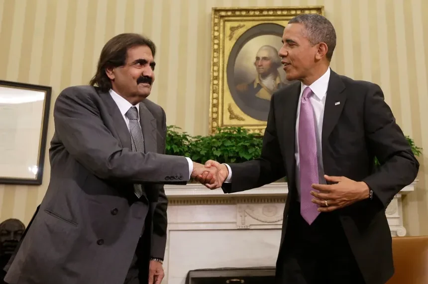 Former Qatar emir Sheikh Hamad bin Khalifa Al Thani during a public appearance - AP Photo/Pablo Martinez monsivais, File