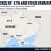 Editorial map showing reported Russian strike locations across Ukraine, including Kyiv and other affected cities. – Image Graphic/JournosNews (File)