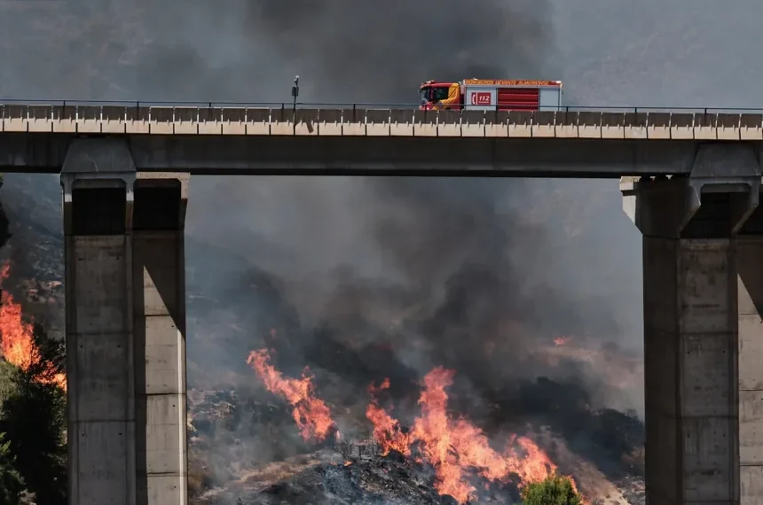 Firefighters battle a deadly wildfire in Spain's Almeria province. - AP Photo/Gregorio Marrero