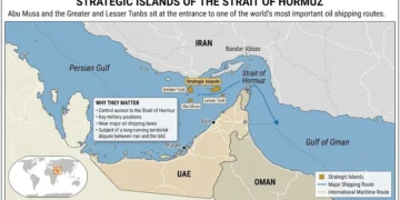Map showing the strategic islands near the Strait of Hormuz and major shipping routes. — Graphic: JournosNews