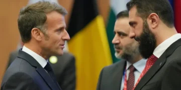 French President Emmanuel Macron arrives in Damascus for official visit. - AP Photo/Petros Karadjias, FIle