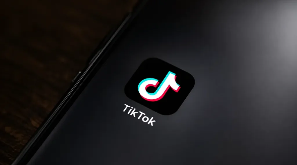 TikTok app icon displayed on the home screen of a smartphone for editorial illustration of the social media platform.