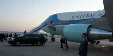 President Donald Trump boards Air Force One during return from Turkey - AP Photo/Alex Brandon